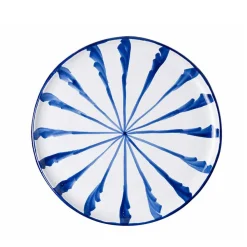 Pomelo Casa Dinnerware|Casa Azul Dinner Plate with Candy Cane Stripes