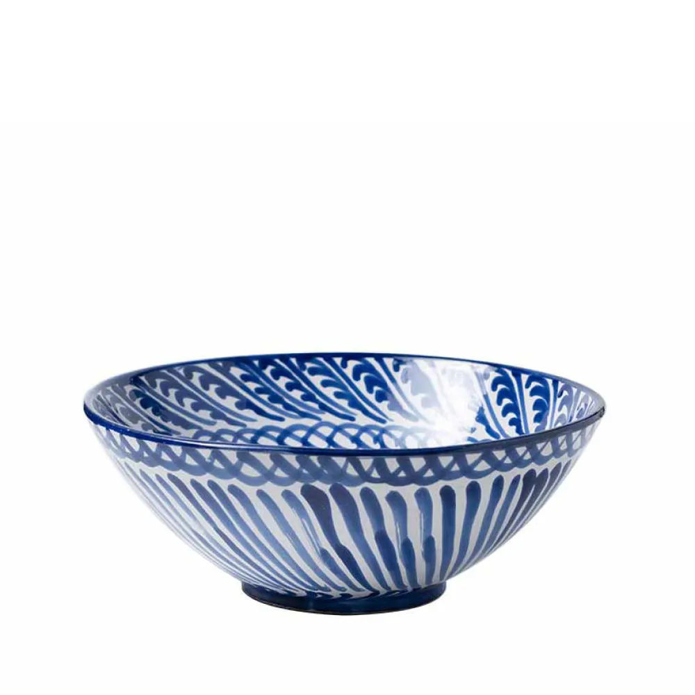 Pomelo Casa Dinnerware|Casa Azul Large Bowl with Hand-painted Designs