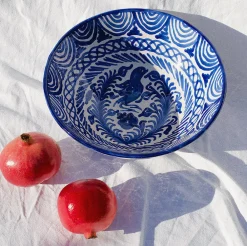 Pomelo Casa Dinnerware|Casa Azul Large Bowl with Hand-painted Designs