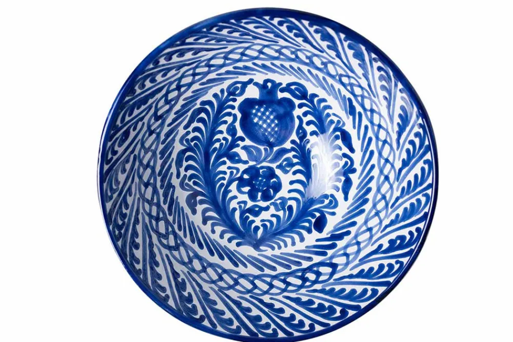 Pomelo Casa Dinnerware|Casa Azul Large Bowl with Hand-painted Designs