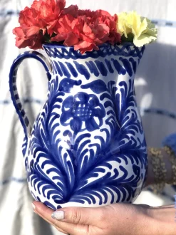 Pomelo Casa Dinnerware|Casa Azul Large Pitcher with Hand-painted Designs