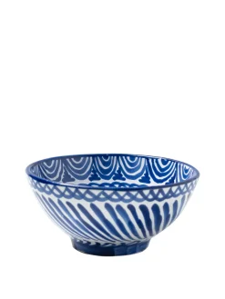 Pomelo Casa Dinnerware|Casa Azul Medium Bowl with Hand-painted Designs