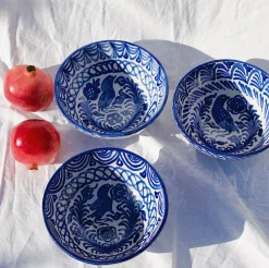 Pomelo Casa Dinnerware|Casa Azul Medium Bowl with Hand-painted Designs