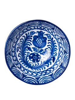 Pomelo Casa Dinnerware|Casa Azul Medium Bowl with Hand-painted Designs