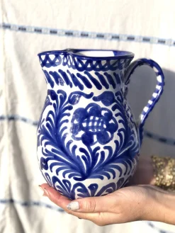 Pomelo Casa Dinnerware|Casa Azul Medium Pitcher with Hand-painted Designs