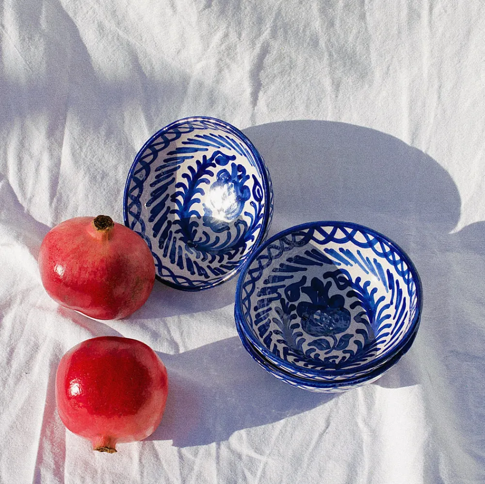 Pomelo Casa Dinnerware|Casa Azul Small Bowl with Hand-Painted Designs