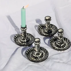 Pomelo Casa Candles|Casa Blanca & Negra Candlestick with Hand-Painted Designs