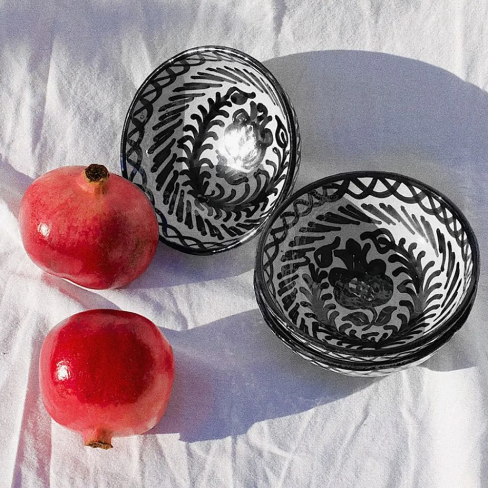 Pomelo Casa Dinnerware|Casa Blanca & Negra Small Bowl with Hand-painted Designs