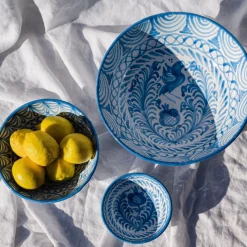 Pomelo Casa Dinnerware|Casa Celeste Large bowl with Hand-Painted Designs