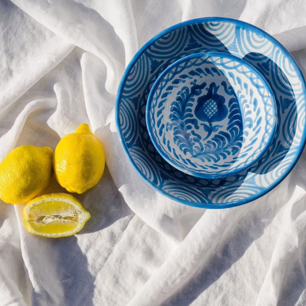 Pomelo Casa Dinnerware|Casa Celeste Small Bowl with Hand-Painted Designs