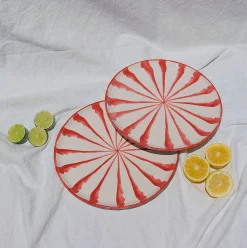 Pomelo Casa Dinnerware|Casa Coral Salad Plate with Candy Cane Stripes