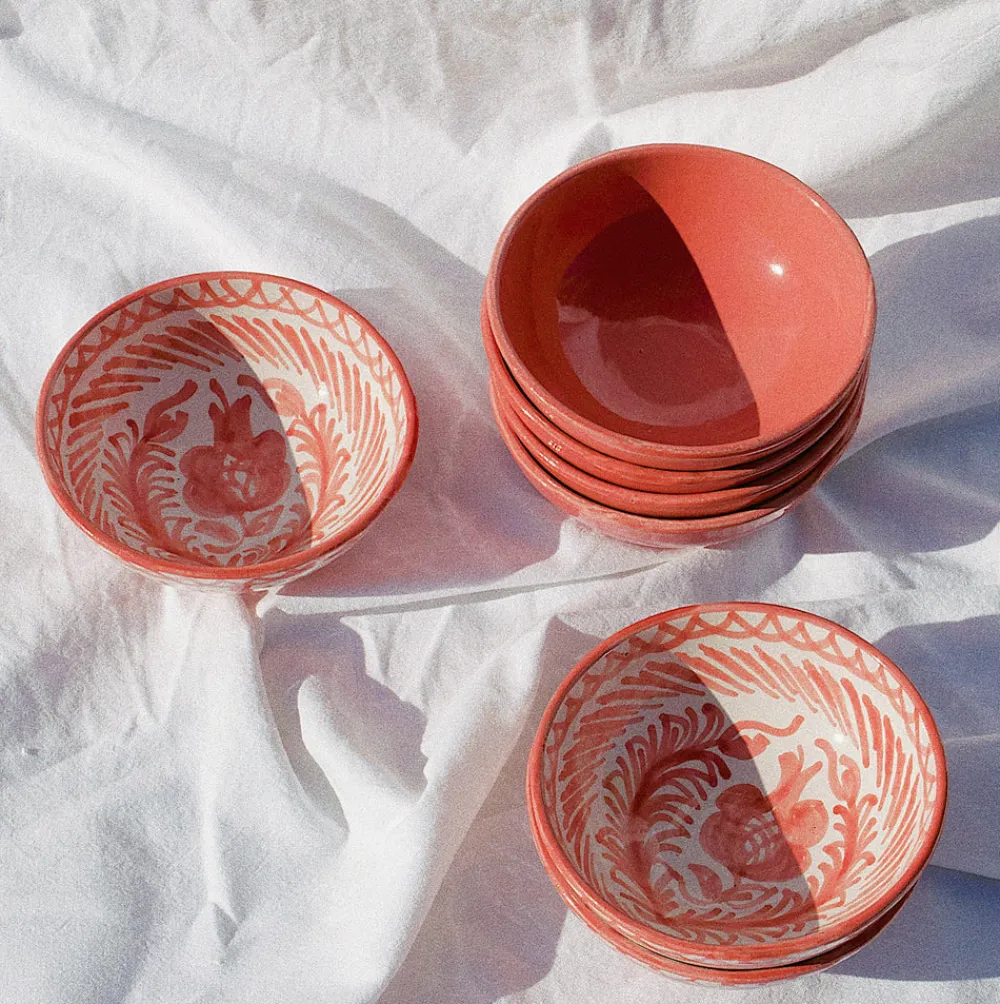 Pomelo Casa Dinnerware|Casa Coral Small Bowl with Hand-painted Designs