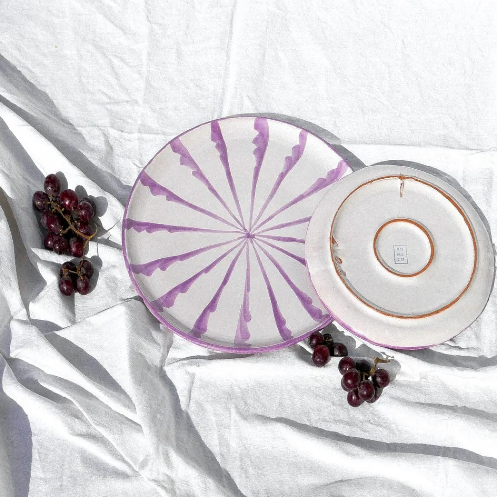 Pomelo Casa Dinnerware|Casa Lila Dinner Plate with Candy Cane Stripes