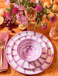 Pomelo Casa Dinnerware|Casa Lila Dinner Plate with Candy Cane Stripes
