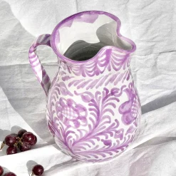 Pomelo Casa Dinnerware|Casa Lila Large Pitcher with Hand-painted Designs