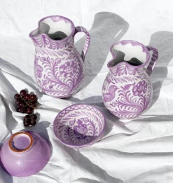 Pomelo Casa Dinnerware|Casa Lila Large Pitcher with Hand-painted Designs
