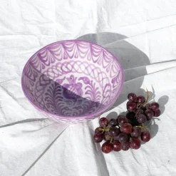 Pomelo Casa Dinnerware|Casa Lila Medium Bowl with Hand-painted Designs