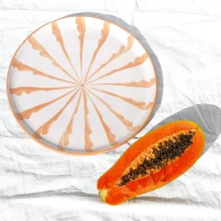 Pomelo Casa Dinnerware|Casa Melocoton Dinner Plate with Candy Cane Stripes