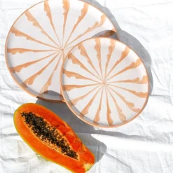 Pomelo Casa Dinnerware|Casa Melocoton Dinner Plate with Candy Cane Stripes