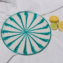 Pomelo Casa Dinnerware|Casa Verde Dinner Plate with Candy Cane Stripes