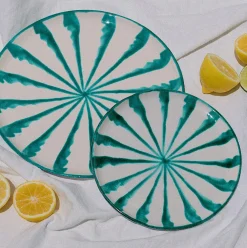 Pomelo Casa Dinnerware|Casa Verde Dinner Plate with Candy Cane Stripes