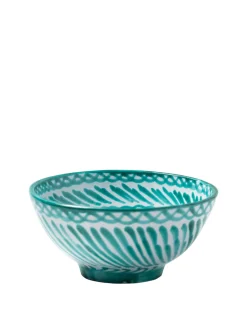 Pomelo Casa Dinnerware|Casa Verde Medium Bowl with Hand-painted Designs