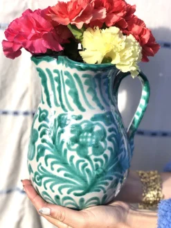 Pomelo Casa Dinnerware|Casa Verde Medium Pitcher with Hand-painted Designs