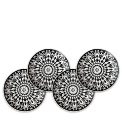 Caskata Dinnerware|Casablanca Black Canapes Plates Boxed, Set of 4