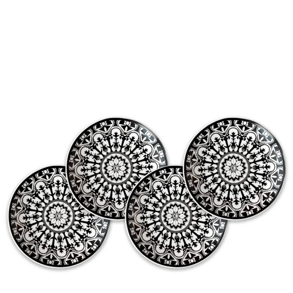 Caskata Dinnerware|Casablanca Black Canapes Plates Boxed, Set of 4