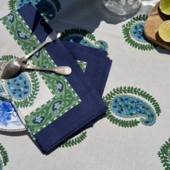 Couleur Nature Place Settings & Linens|Cassis Napkins in Blue & Green, Set of 6