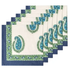 Couleur Nature Place Settings & Linens|Cassis Napkins in Blue & Green, Set of 6