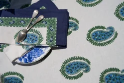 Couleur Nature Place Settings & Linens|Cassis Napkins in Blue & Green, Set of 6
