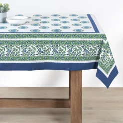Couleur Nature Place Settings & Linens|Cassis Tablecloth in Blue & Green