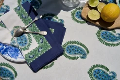 Couleur Nature Place Settings & Linens|Cassis Tablecloth in Blue & Green