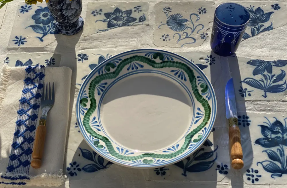 Carolina Irving and Daughters Dinnerware|Caterpillar Blue Dinner Plate