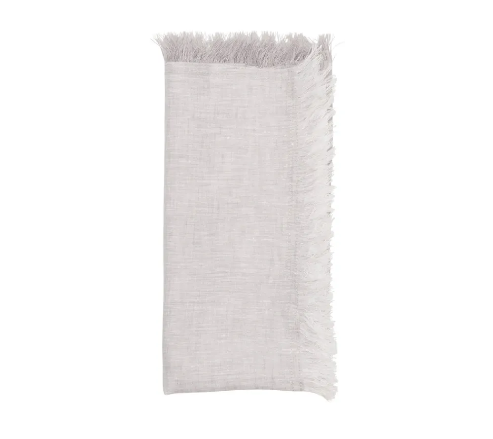 Kim Seybert Place Settings & Linens|Chambray Fringe Napkin in Gray, Set of 4