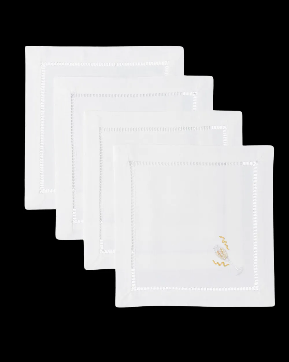 Henry Handwork Place Settings & Linens|Champagne Celebration Cocktail Napkins, Set of 4