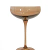 Estelle Colored Glass Glassware|Champagne Coupe Stemware, Set of 6 Amber Smoke