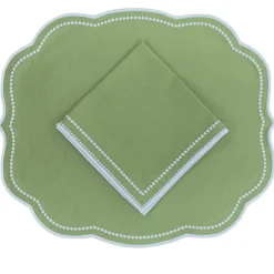 Flying Sheep Country Place Settings & Linens|Charlotte Placemat in Sage, Set of 4