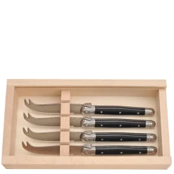 Jean Dubost Laguiole Flatware|Cheese Knives in Box in Black, Set of 4