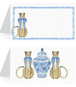 Flying Sheep Country Place Settings & Linens|Cheetah with Blue Bow Place Cards