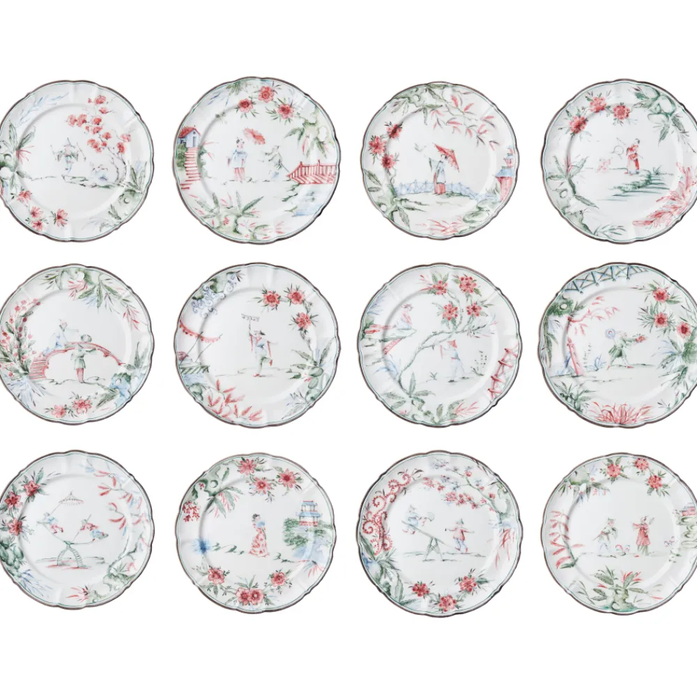 Laboratorio Paravicini Dinnerware|Chinoiserie Dinner Plates, Set of 12