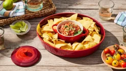 Le Creuset Dinnerware|Chip and Dip Platter in Cerise