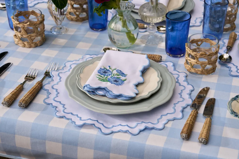 Loulou La Dune Place Settings & Linens|Chloe Gingham Tablecloth in Blue