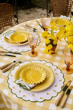 Loulou La Dune Place Settings & Linens|Chloe Gingham Tablecloth in Yellow
