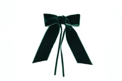 TriChi Design Place Settings & Linens|Christmas Green Velvet Napkin Bows, Set of 4