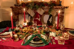 TriChi Design Place Settings & Linens|Christmas Green Velvet Napkin Bows, Set of 4