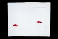 TriChi Design Place Settings & Linens|Christmas Red Mushroom Napkin and Placemat, Set of 2