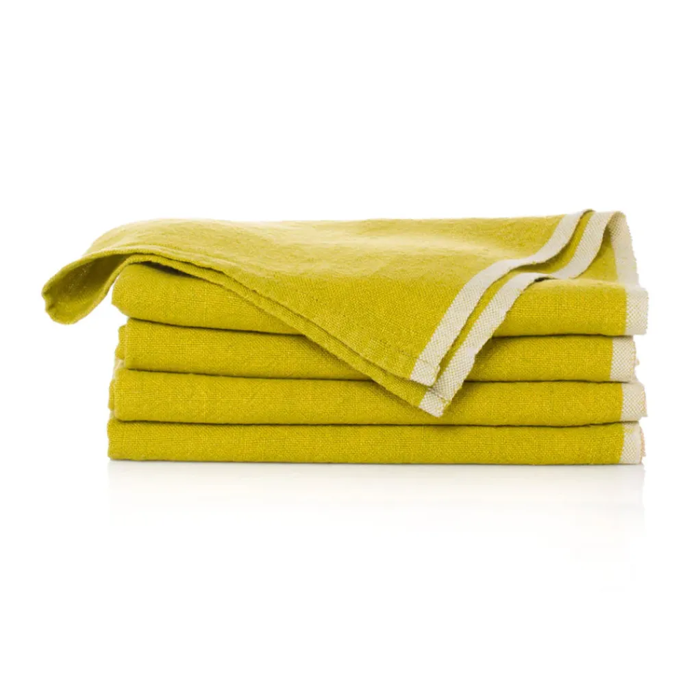 Caravan Place Settings & Linens|Chunky Linen Napkins in Lime, Set of 4