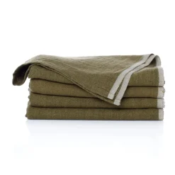 Caravan Place Settings & Linens|Chunky Linen Napkins in Moss Green, Set of 4